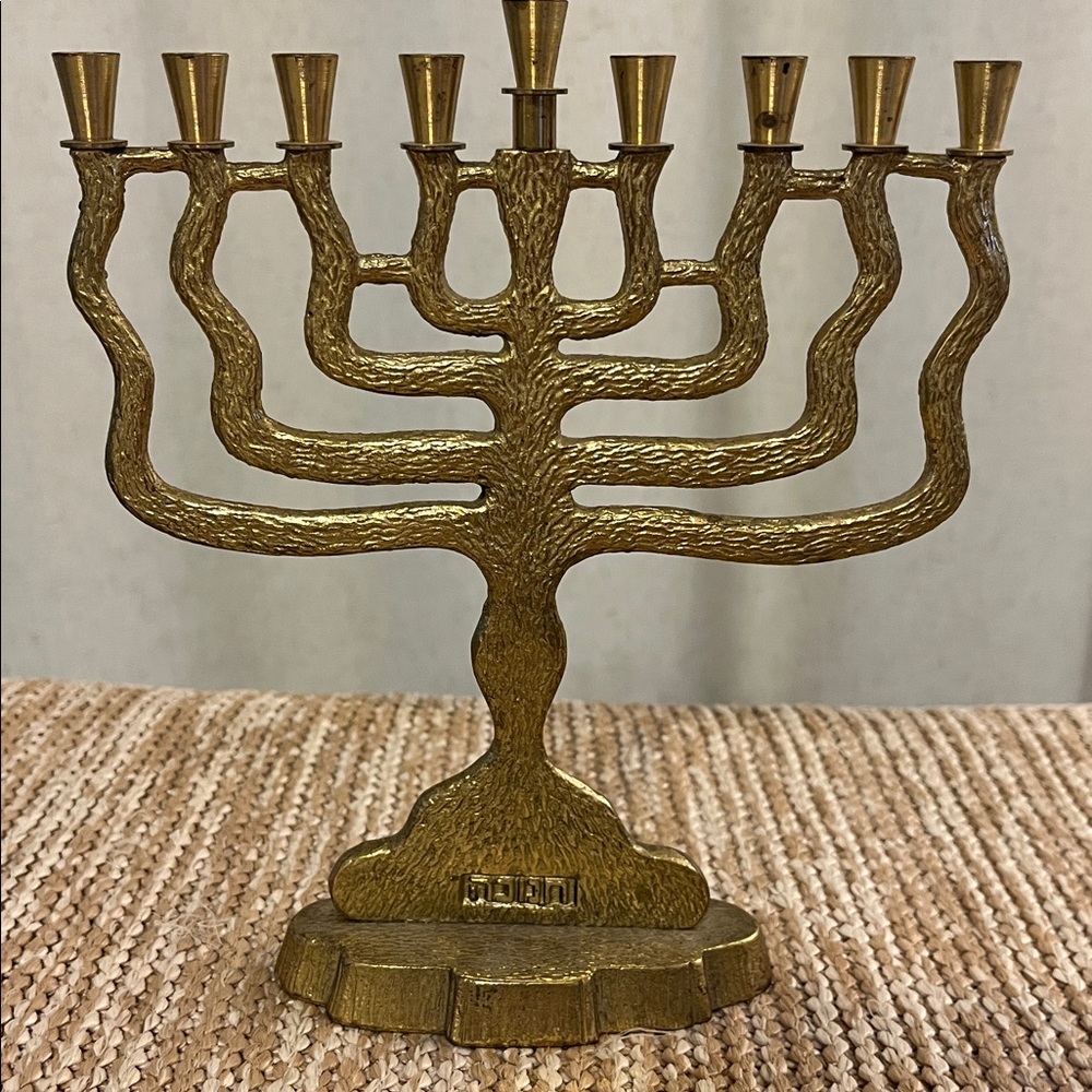 Flower Menorah Solid Brass Menorah From Israe 8”H 7”W - Picture 2 of 2